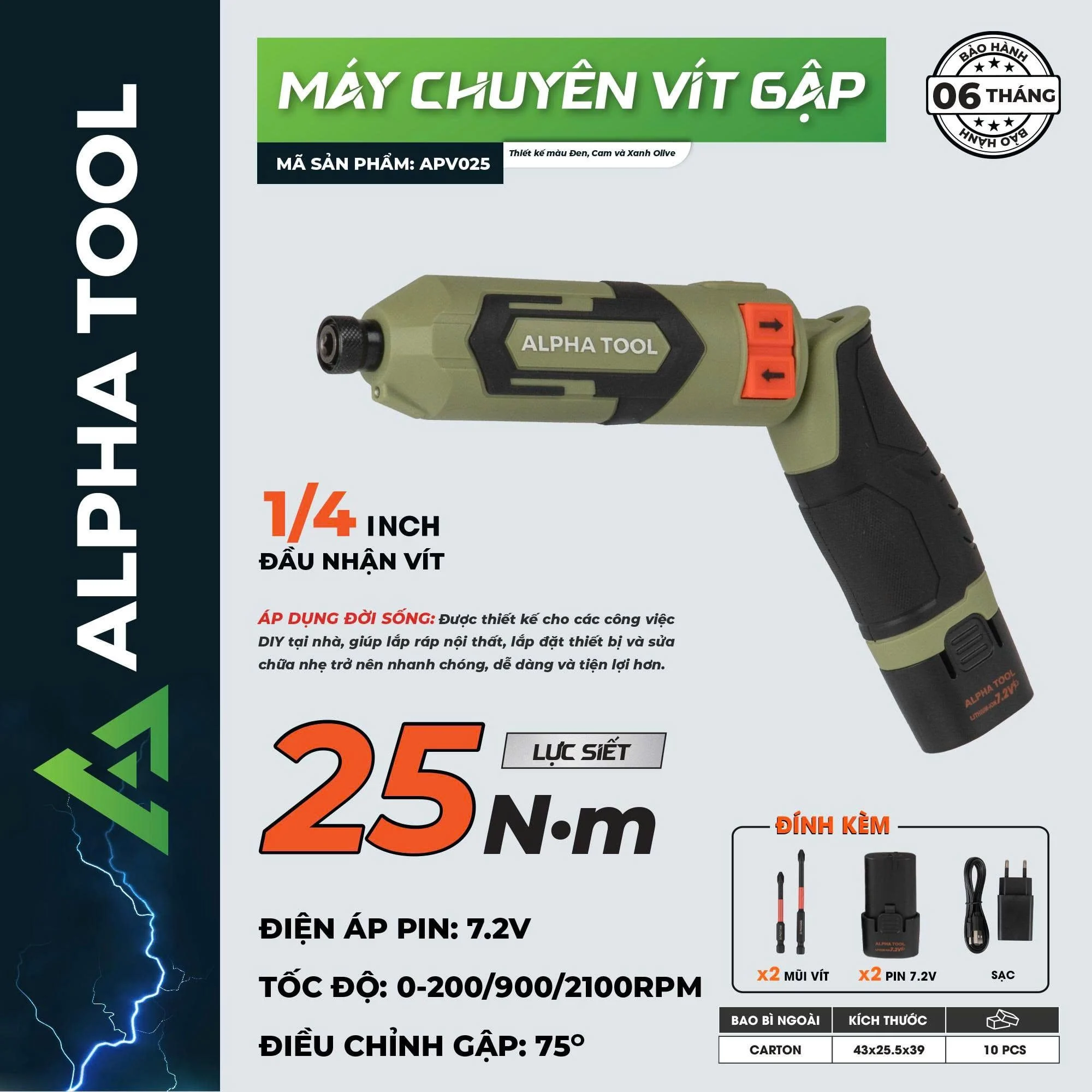 Vít gập AlphaTool APV025 1 Vít gập AlphaTool APV025